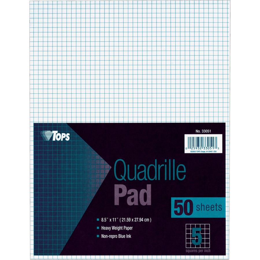 TOPS Graph Pad - 50 Sheets - Both Side Ruling Surface - 20 lb Basis Weight - Letter - 8 1/2" x 11" - White Paper - 1 / Pad. Picture 2