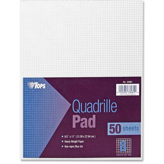 TOPS Graph Pad - 50 Sheets - Both Side Ruling Surface - 20 lb Basis Weight - Letter - 8 1/2" x 11" - White Paper - 1 / Pad. Picture 3