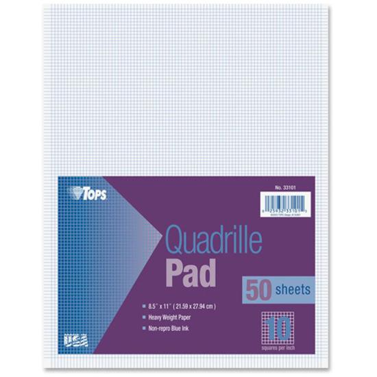 TOPS Graph Pad - 50 Sheets - Both Side Ruling Surface - 20 lb Basis Weight - Letter - 8 1/2" x 11" - White Paper - 1 / Pad. Picture 3