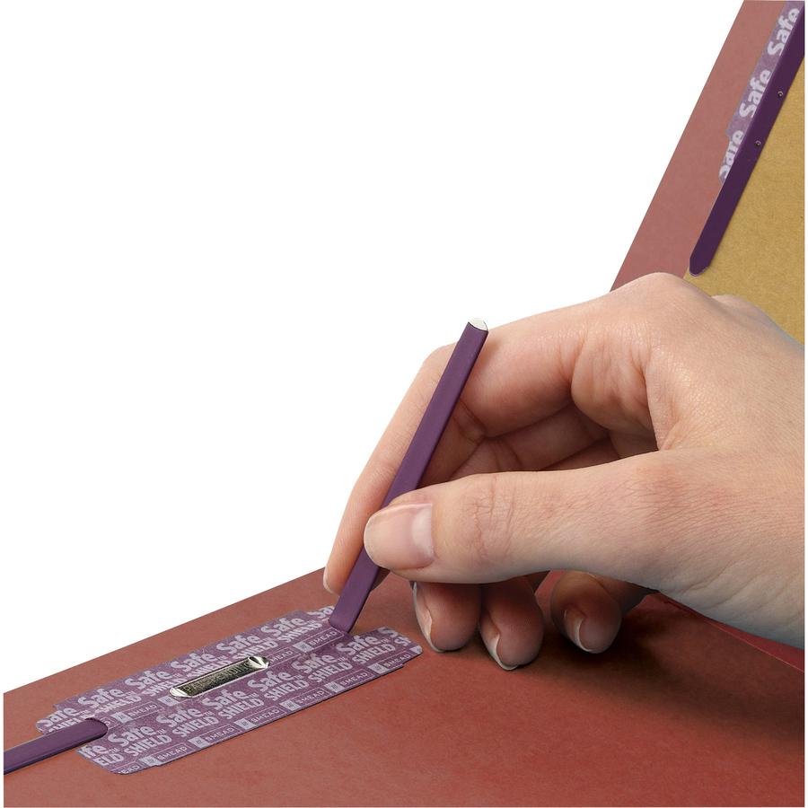 Smead Letter Recycled Classification Folder - 8 1/2" x 11" - 2" Expansion - 2 x 2S Fastener(s) - 2" Fastener Capacity for Folder - End Tab Location - 2 Divider(s) - Pressboard - Red - 100% Recycled - . Picture 7