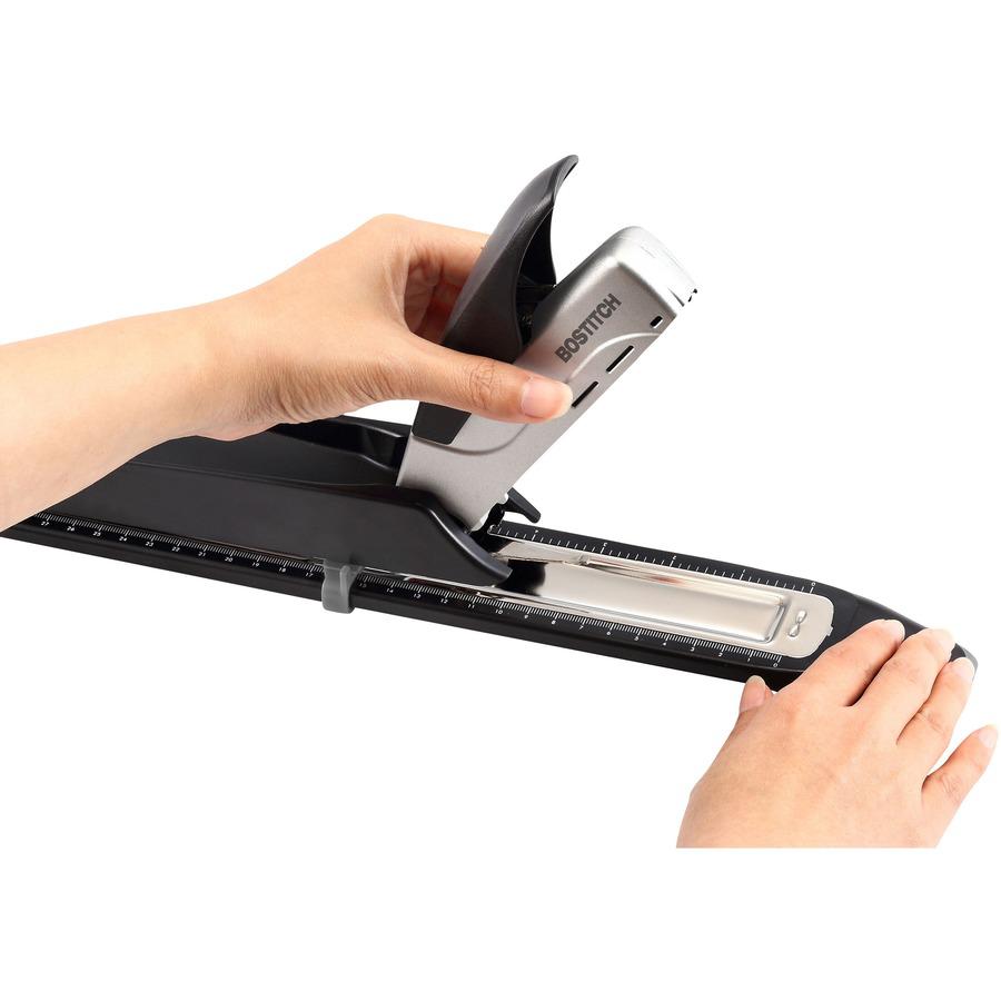 Bostitch Long Reach Antimicrobial Stapler - 25 of 30lb Paper Sheets Capacity - 210 Staple Capacity - Full Strip - 1/4" Staple Size - 1 Each - Black, Silver. Picture 11
