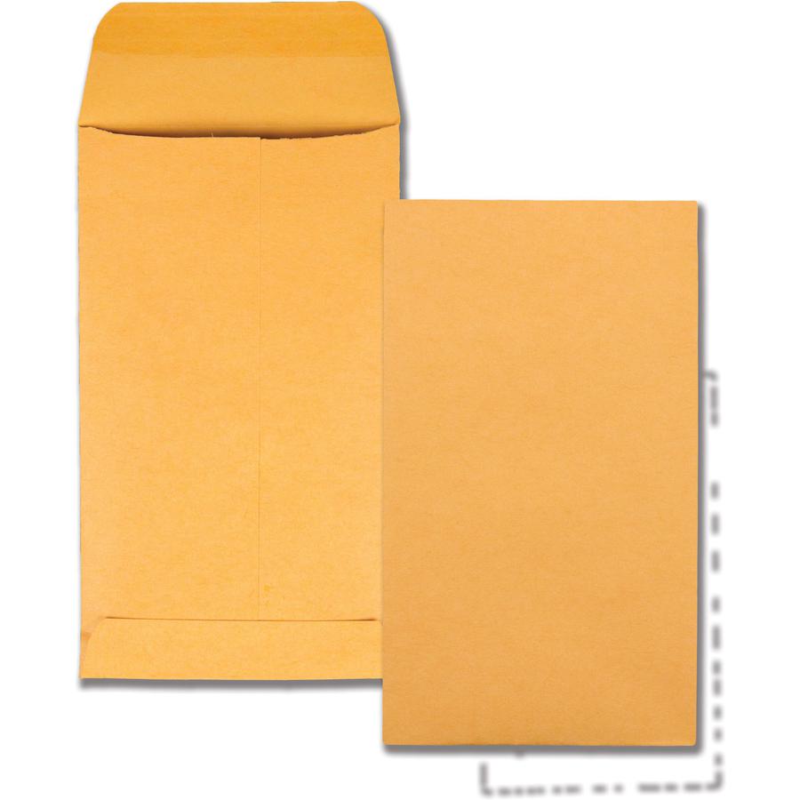 Quality Park No. 5 1/2 Coin and Small Parts Envelopes with Gummed Flap - Coin - #5-1/2 - 3 1/8" Width x 5 1/2" Length - 28 lb - Gummed - Kraft - 500 / Box - Brown Kraft. Picture 5