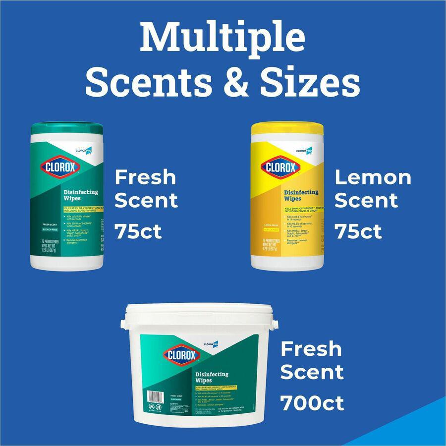 CloroxPro&trade; Disinfecting Wipes - Fresh Scent - Soft Cloth - 75 Per Canister - 1 Each. Picture 20