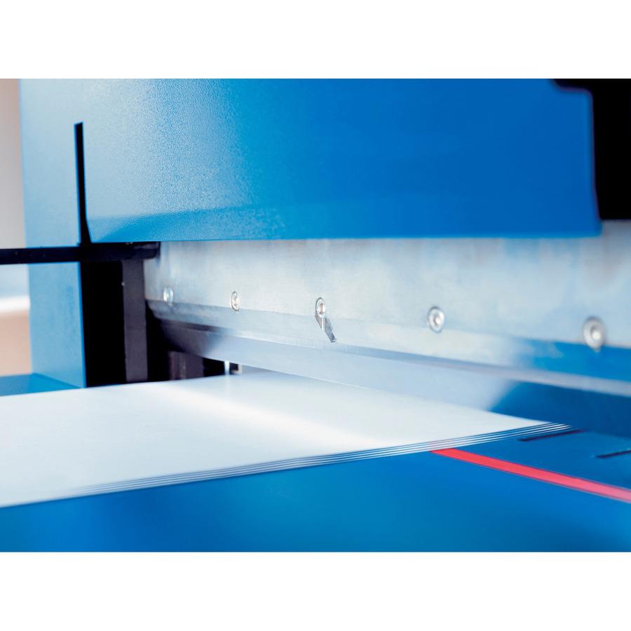 Dahle 846 Professional Stack Cutter - 500 Sheet Cutting Capacity - 16.88" Cutting Length - Ground Blade, Adjustable Alignment Guide, Durable, Burr-free Cut - Steel, Metal, Aluminum, Plastic - Blue - 3. Picture 13