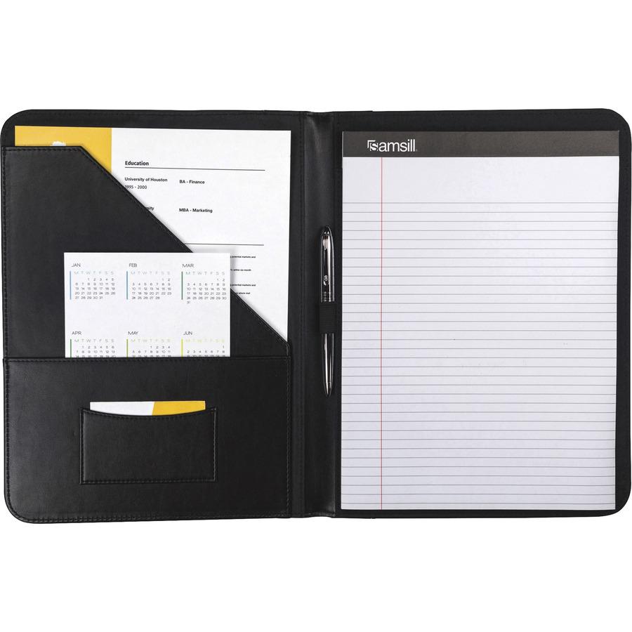 Samsill Letter Pad Folio - 8 1/2" x 11" - Leather - Black - 1 Each. Picture 3