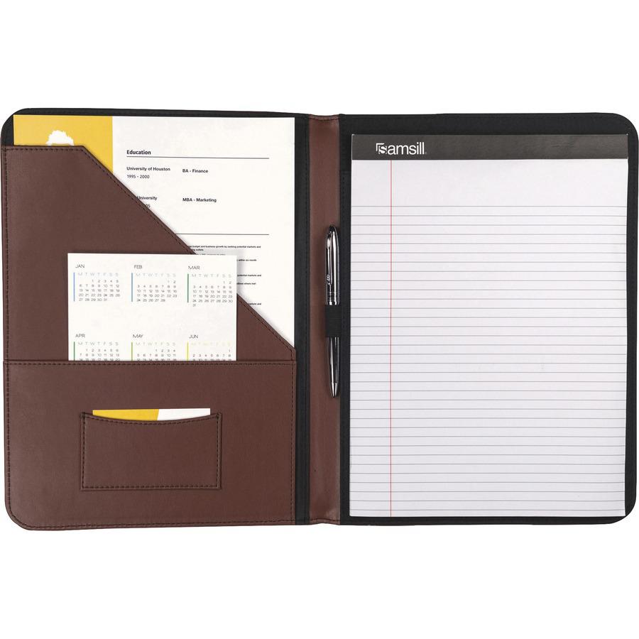 Samsill Letter Pad Folio - 8 1/2" x 11" - Leather - Tan - 1 Each. Picture 2
