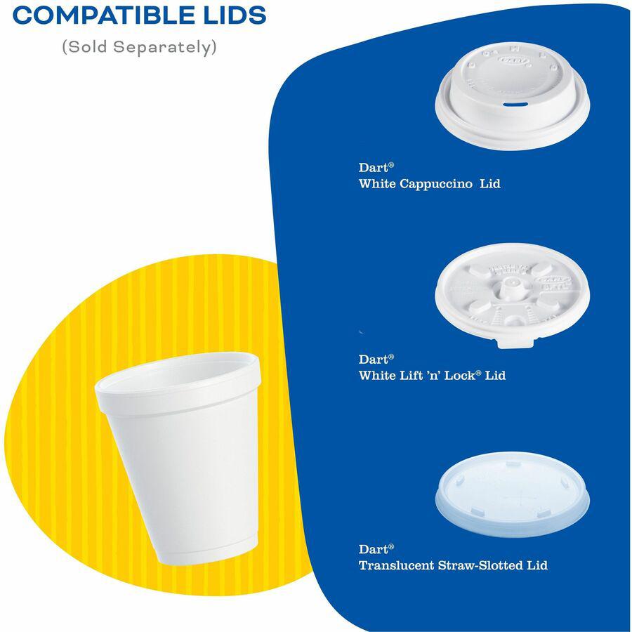 Dart 10 oz Insulated Foam Cups - 25 / Bag - 40 / Carton - White - Foam - Beverage. Picture 6