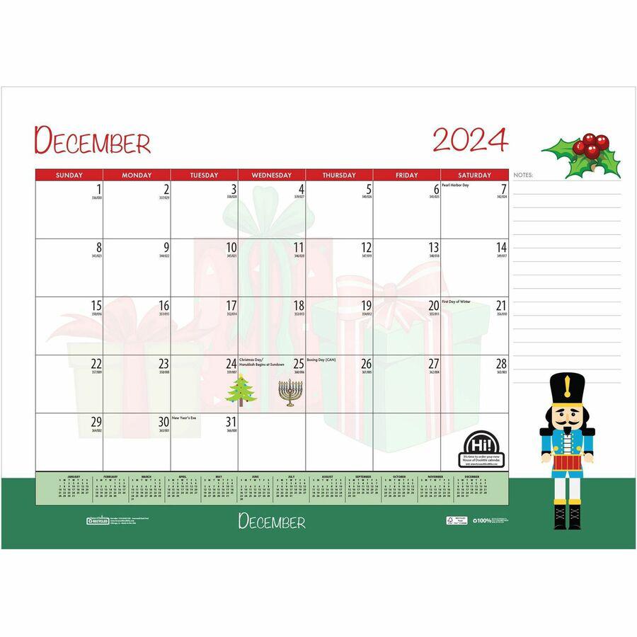 House of Doolittle Monthly Deskpad Calendar Seasonal Holiday Depictions 22 x 17 Inches - Julian Dates - Monthly - 12 Month - January 2024 - December 2024 - 1 Month Single Page Layout - Desk Pad - Mult. Picture 18