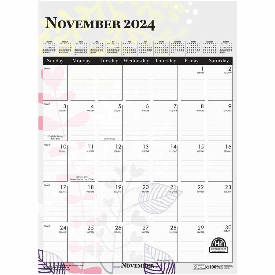 House of Doolittle Wild Flower Monthly Wall Calendar - Large Size - Julian Dates - Monthly - 12 Month - January - December - 1 Month Single Page Layout - Wire Bound - Chipboard - 16.5" Height x 12" Wi. Picture 18