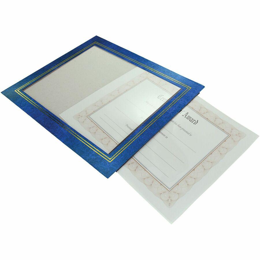 Golite nu-dell Flat Document Frames - Holds 11" x 8.50" Insert - Desktop - Horizontal, Vertical - Easel Back, Hanger - 2 / Pack - Leatherette - Blue. Picture 4