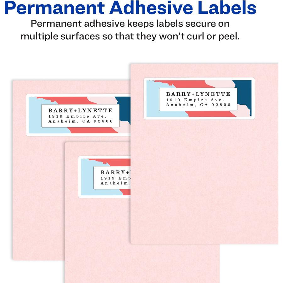 Avery&reg; Easy Peel&reg; Address Labels with Sure Feed&trade; Technology - 1" Width x 2 5/8" Length - Permanent Adhesive - Rectangle - Laser - White - Paper - 30 / Sheet - 100 Total Sheets - 3000 Tot. Picture 9