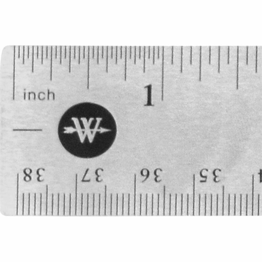 Westcott Stainless Steel Rulers - 15" Length 1" Width - 1/16, 1/32 Graduations - Metric, Imperial Measuring System - Stainless Steel - 1 Each - Stainless Steel. Picture 4