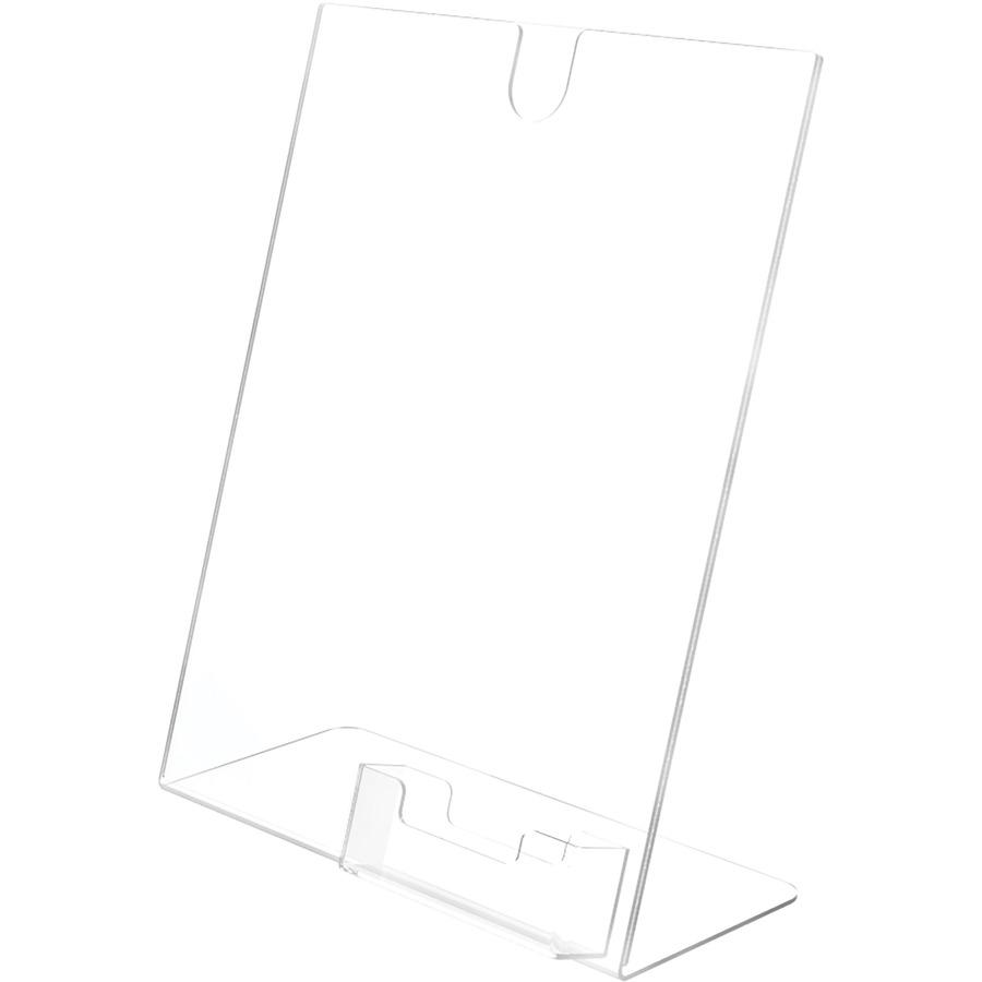 Deflecto Superior Image Slanted Sign Holders - 1 Each - 11" Width x 8.5" Height - Rectangular Shape - Plastic - Clear. Picture 6