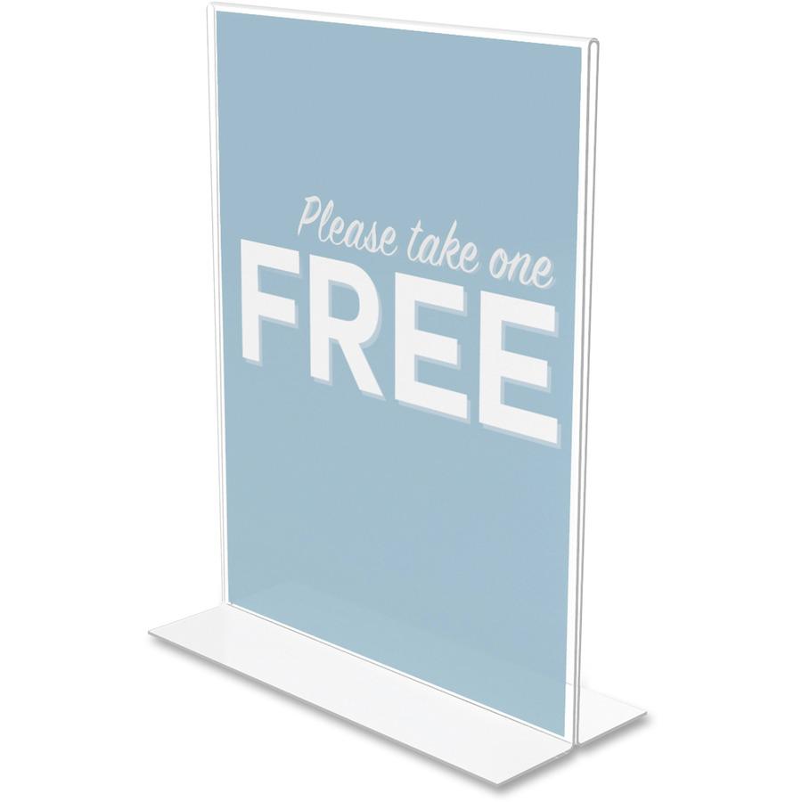 Deflecto Classic Image Double-Sided Sign Holder - 1 Each - 8.5" Width x 11" Height - Rectangular Shape - Self-standing, Bottom Loading - Indoor, Outdoor - Plastic - Clear. Picture 6
