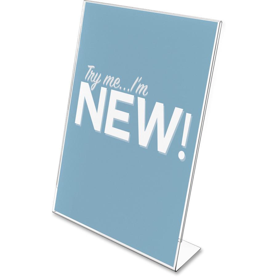 Deflecto Classic Image Slanted Sign Holder - 1 Each - 8.5" Width x 11" Height - Rectangular Shape - Side-loading, Self-standing - Indoor, Outdoor - Plastic - Clear. Picture 4