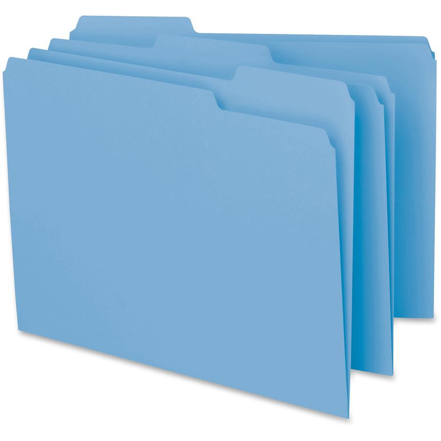 Smead 1/3 Tab Cut Letter Recycled Hanging Folder - 8 1/2" x 11" - 3/4" Expansion - Top Tab Location - Assorted Position Tab Position - Vinyl - Blue - 10% Recycled - 100 / Box. Picture 3