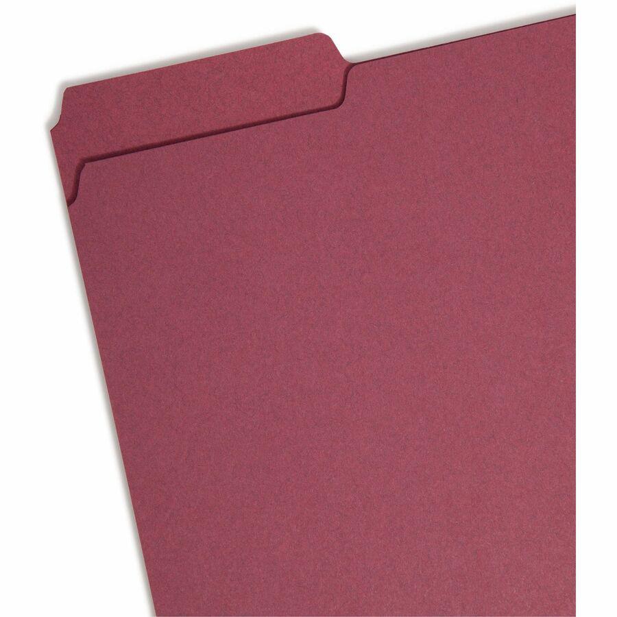 Smead 1/3 Tab Cut Letter Recycled Hanging Folder - 8 1/2" x 11" - 3/4" Expansion - Top Tab Location - Assorted Position Tab Position - Maroon - 10% Recycled - 100 / Box. Picture 6