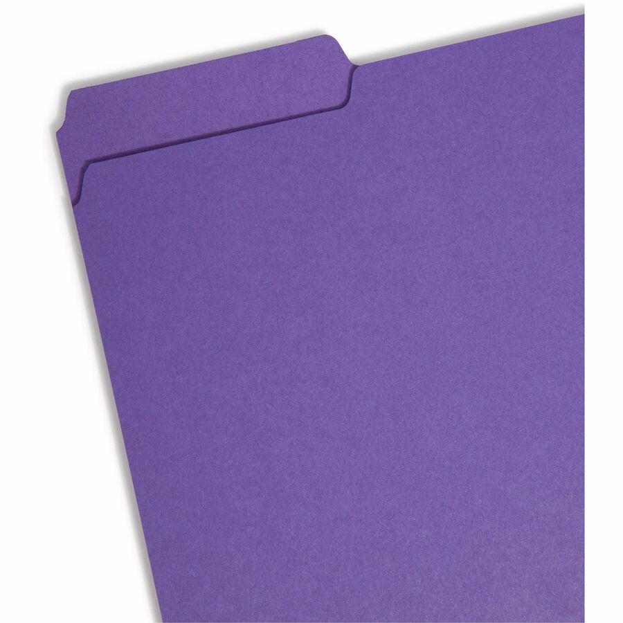 Smead 1/3 Tab Cut Letter Recycled Hanging Folder - 8 1/2" x 11" - 3/4" Expansion - Top Tab Location - Assorted Position Tab Position - Purple - 10% Recycled - 100 / Box. Picture 9