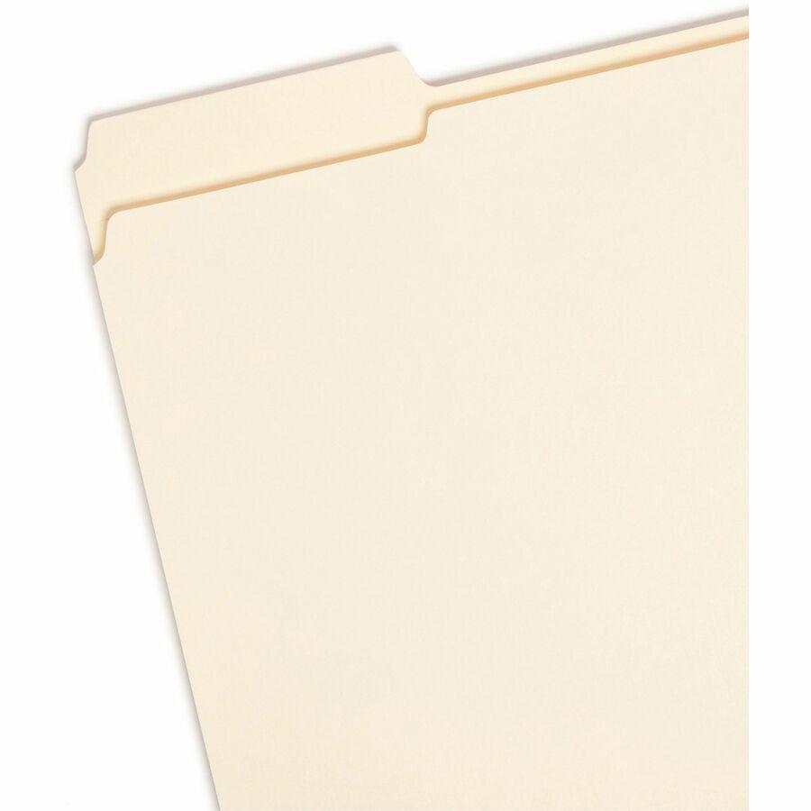 Smead 1/3 Tab Cut Letter Recycled Top Tab File Folder - 8 1/2" x 11" - 3/4" Expansion - Top Tab Location - Assorted Position Tab Position - Manila - Manila - 10% Recycled - 100 / Box. Picture 4