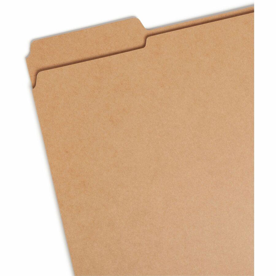 Smead 1/3 Tab Cut Letter Recycled Top Tab File Folder - 8 1/2" x 11" - 3/4" Expansion - Top Tab Location - Assorted Position Tab Position - Kraft - Kraft - 10% Recycled - 100 / Box. Picture 3