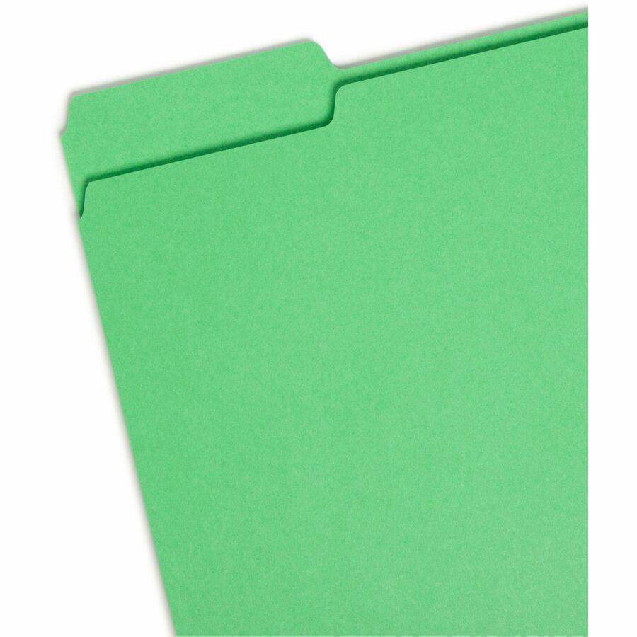 Smead 1/3 Tab Cut Letter Recycled Top Tab File Folder - 8 1/2" x 11" - 3/4" Expansion - Top Tab Location - Assorted Position Tab Position - Blue, Green, Orange, Red, Yellow - 10% Recycled - 100 / Box. Picture 6
