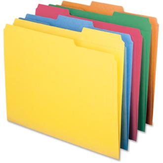 Smead Colored 1/3 Tab Cut Letter Recycled Top Tab File Folder - 8 1/2" x 11" - 3/4" Expansion - Top Tab Location - Assorted Position Tab Position - Blue, Green, Orange, Yellow - 10% Recycled - 100 / B. Picture 3