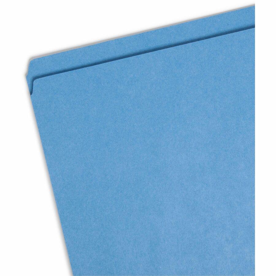 Smead Straight Tab Cut Letter Recycled Top Tab File Folder - 8 1/2" x 11" - 3/4" Expansion - Blue - 10% Recycled - 100 / Box. Picture 6