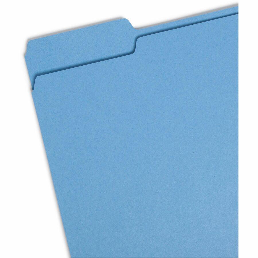 Smead 1/3 Tab Cut Letter Recycled Top Tab File Folder - 8 1/2" x 11" - 3/4" Expansion - Top Tab Location - Assorted Position Tab Position - Blue - 10% Recycled - 100 / Box. Picture 8