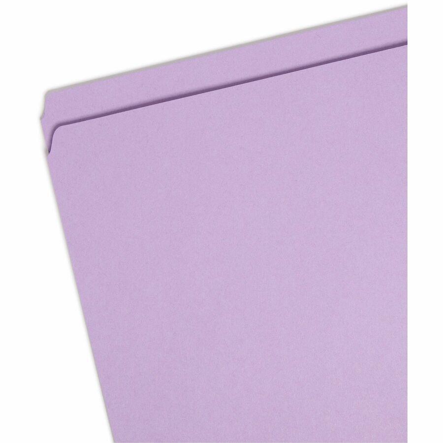 Smead Colored Straight Tab Cut Letter Recycled Top Tab File Folder - 8 1/2" x 11" - 3/4" Expansion - Lavender - 10% Recycled - 100 / Box. Picture 6