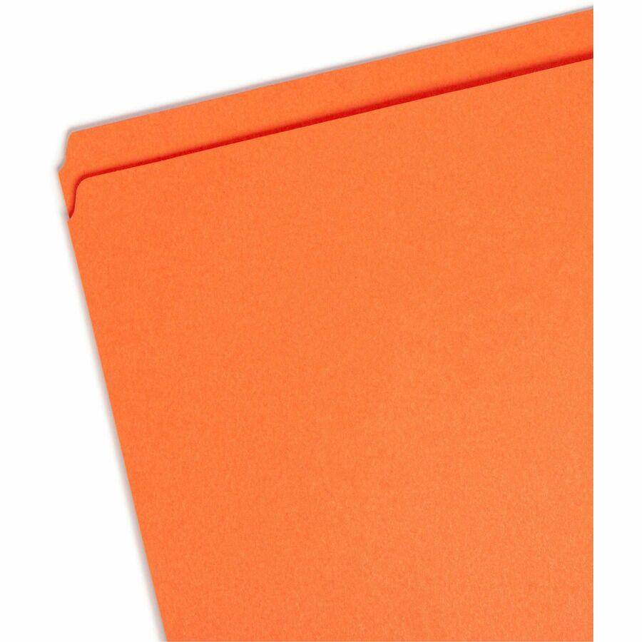 Smead Colored Straight Tab Cut Letter Recycled Top Tab File Folder - 8 1/2" x 11" - 3/4" Expansion - Orange - 10% Recycled - 100 / Box. Picture 6