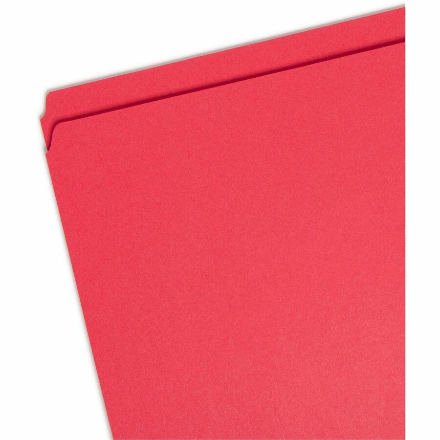 Smead Colored Straight Tab Cut Letter Recycled Top Tab File Folder - 8 1/2" x 11" - 3/4" Expansion - Red - 10% Recycled - 100 / Box. Picture 5