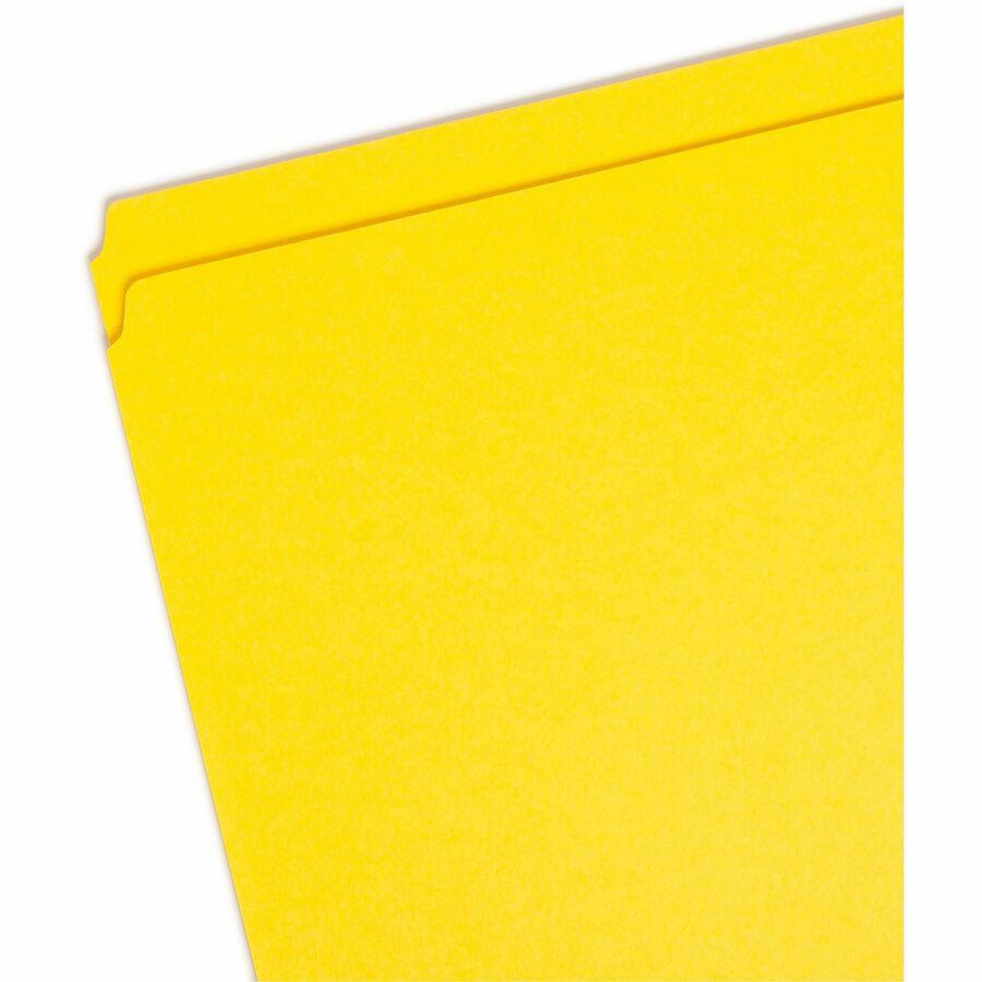 Smead Colored Straight Tab Cut Letter Recycled Top Tab File Folder - 8 1/2" x 11" - 3/4" Expansion - Yellow - 10% Recycled - 100 / Box. Picture 8