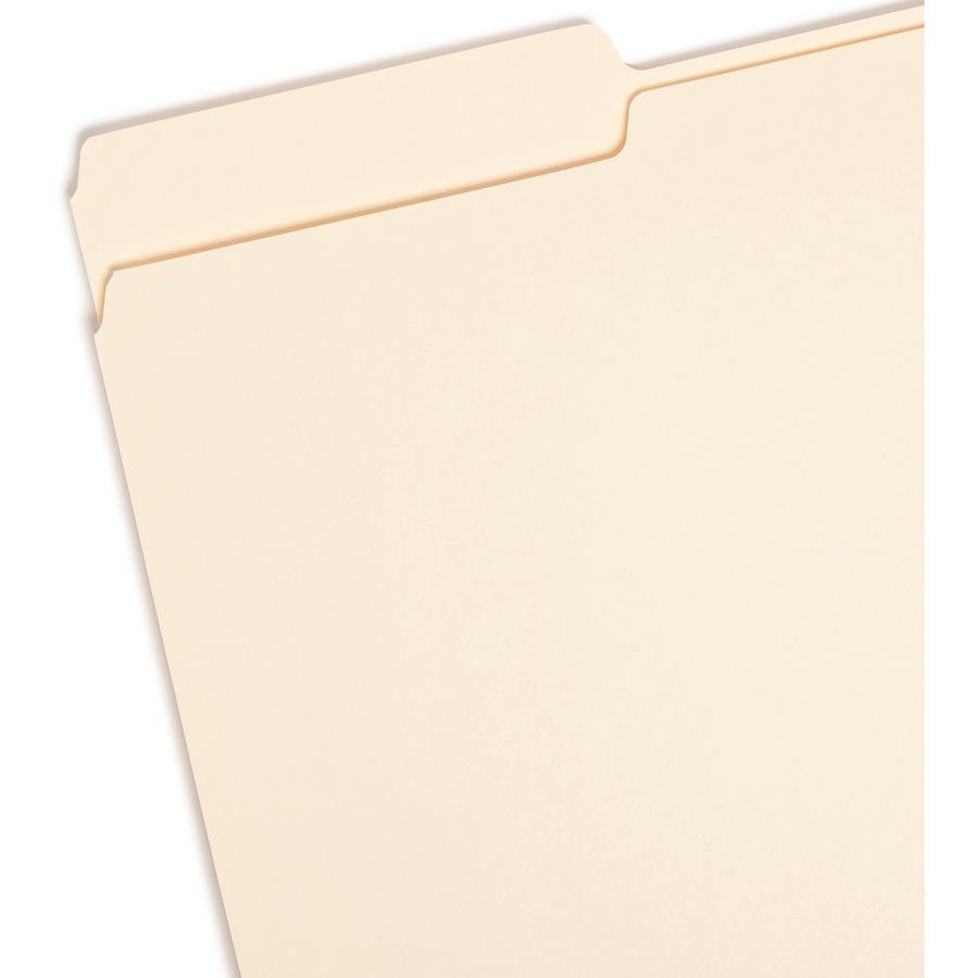 Smead 1/3 Tab Cut Legal Recycled Top Tab File Folder - 8 1/2" x 14" - 3/4" Expansion - Top Tab Location - Assorted Position Tab Position - Manila - Manila - 10% Recycled - 100 / Box. Picture 6