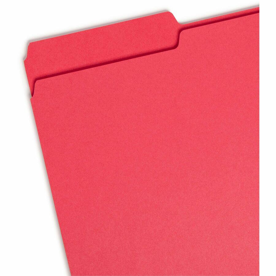 Smead Colored 1/3 Tab Cut Legal Recycled Top Tab File Folder - 8 1/2" x 14" - 3/4" Expansion - Top Tab Location - Assorted Position Tab Position - Blue, Green, Orange, Red, Yellow - 10% Recycled - 100. Picture 5