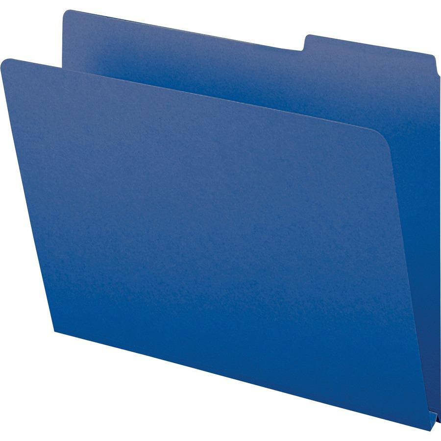Smead Colored 1/3 Tab Cut Letter Recycled Top Tab File Folder - 8 1/2" x 11" - 1" Expansion - Top Tab Location - Assorted Position Tab Position - Pressboard - Dark Blue - 100% Recycled - 25 / Box. Picture 2
