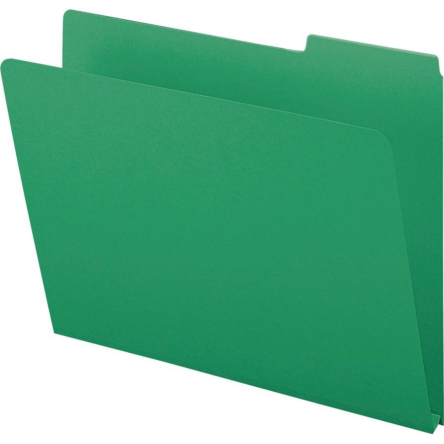 Smead Colored 1/3 Tab Cut Letter Recycled Top Tab File Folder - 8 1/2" x 11" - 1" Expansion - Top Tab Location - Assorted Position Tab Position - Pressboard - Green - 100% Recycled - 25 / Box. Picture 2