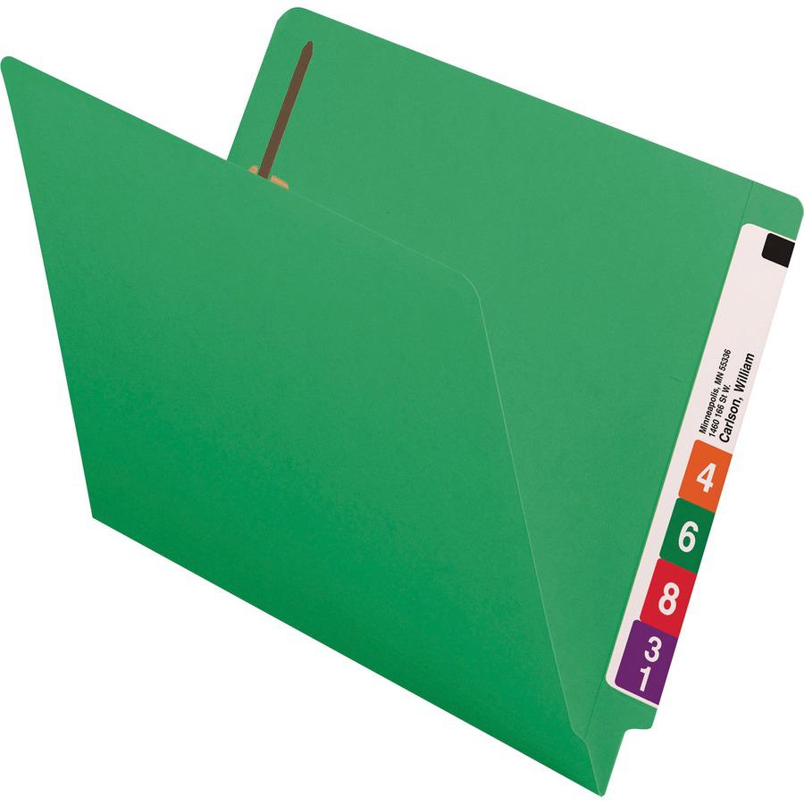 Smead Shelf-Master Straight Tab Cut Letter Recycled Fastener Folder - 8 1/2" x 11" - 3/4" Expansion - 2 x 2B Fastener(s) - 2" Fastener Capacity for Folder - End Tab Location - Green - 10% Recycled - 5. Picture 9