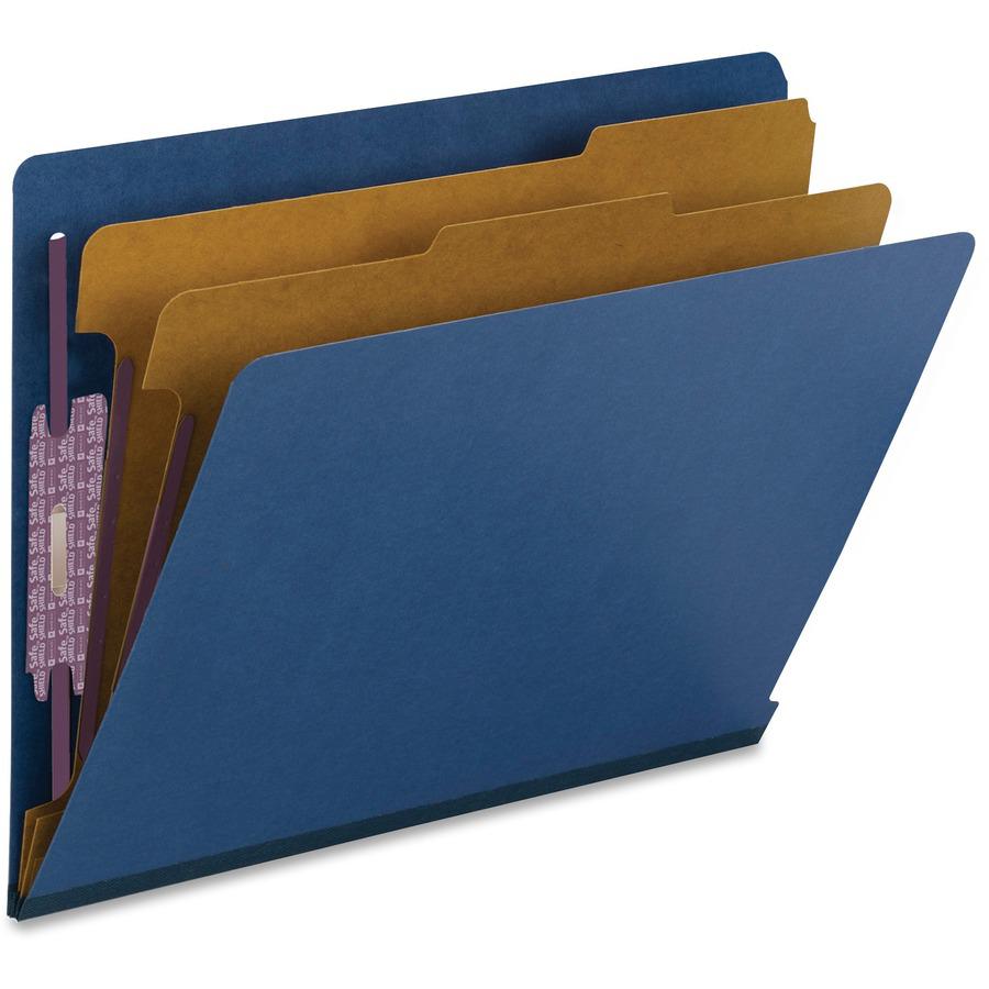 Smead 1/3 Tab Cut Letter Recycled Classification Folder - 8 1/2" x 11" - 2" Expansion - 2 x 2S Fastener(s) - 2" Fastener Capacity for Folder - 2 Divider(s) - Pressboard - Dark Blue - 100% Recycled - 1. Picture 6