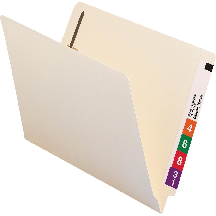 Smead Straight Tab Cut Letter Recycled Fastener Folder - 8 1/2" x 11" - 3/4" Expansion - 1 x 2B Fastener(s) - 2" Fastener Capacity for Folder - 1 Inside Front Pocket(s) - Manila - Manila - 10% Recycle. Picture 5
