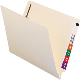 Smead Straight Tab Cut Letter Recycled Fastener Folder - 8 1/2" x 11" - 3/4" Expansion - 1 x 2B Fastener(s) - 2" Fastener Capacity for Folder - End Tab Location - Manila - 10% Recycled - 50 / Box. Picture 6
