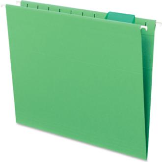 Smead Colored 1/5 Tab Cut Letter Recycled Hanging Folder - 8 1/2" x 11" - Top Tab Location - Assorted Position Tab Position - Vinyl - Green - 10% Recycled - 25 / Box. Picture 8