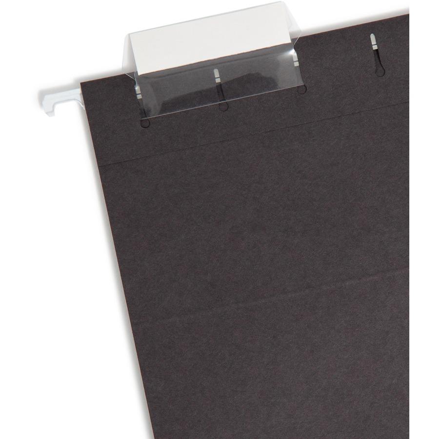 Smead Colored 1/5 Tab Cut Letter Recycled Hanging Folder - 8 1/2" x 11" - Top Tab Location - Assorted Position Tab Position - Vinyl - Black - 10% Recycled - 25 / Box. Picture 6