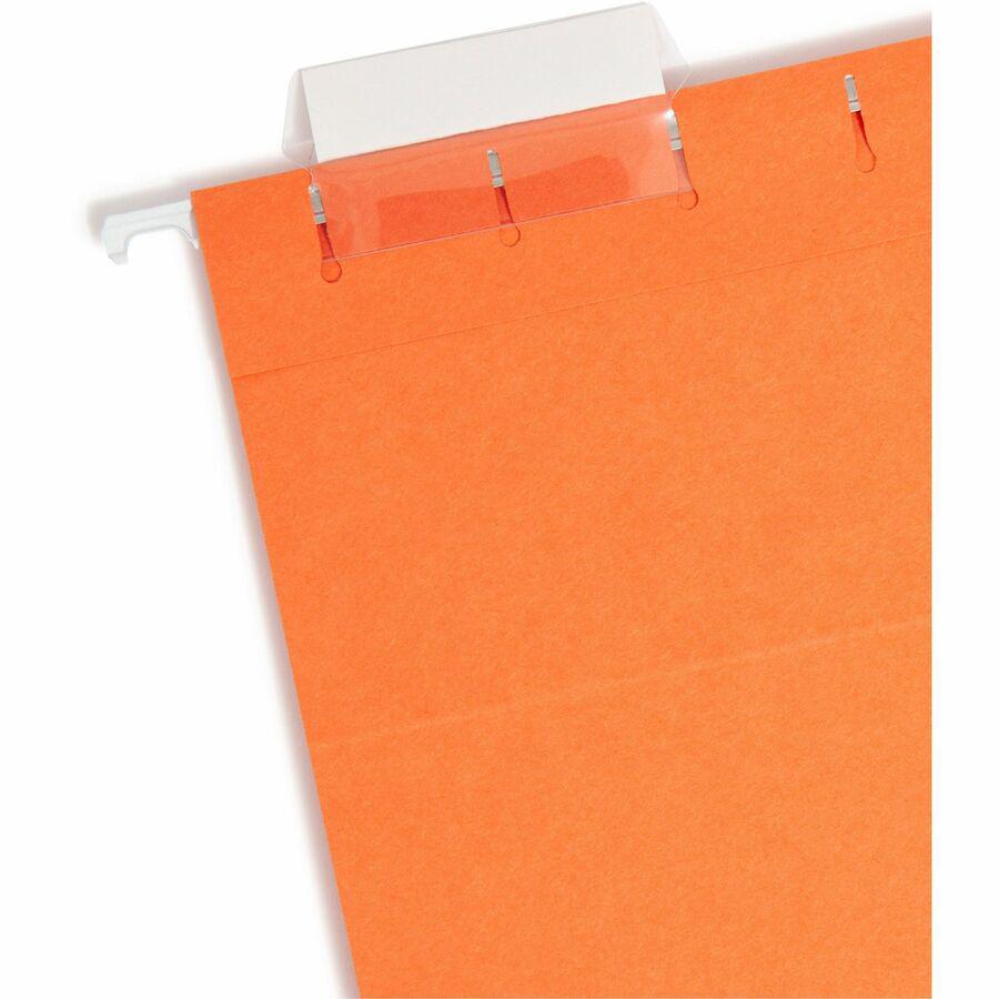 Smead Colored 1/5 Tab Cut Letter Recycled Hanging Folder - 8 1/2" x 11" - Top Tab Location - Assorted Position Tab Position - Vinyl - Orange - 10% Recycled - 25 / Box. Picture 5