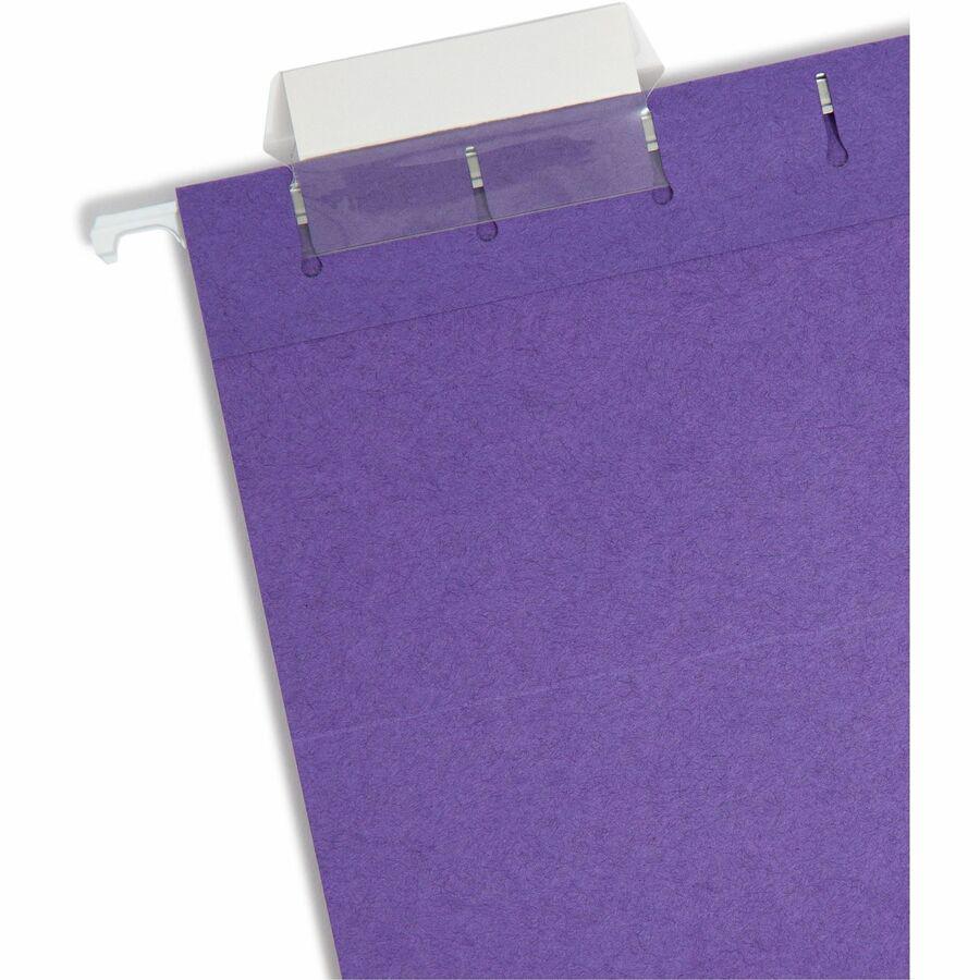 Smead 1/5 Tab Cut Letter Recycled Hanging Folder - 8 1/2" x 11" - Top Tab Location - Assorted Position Tab Position - Purple - 10% Recycled - 25 / Box. Picture 10