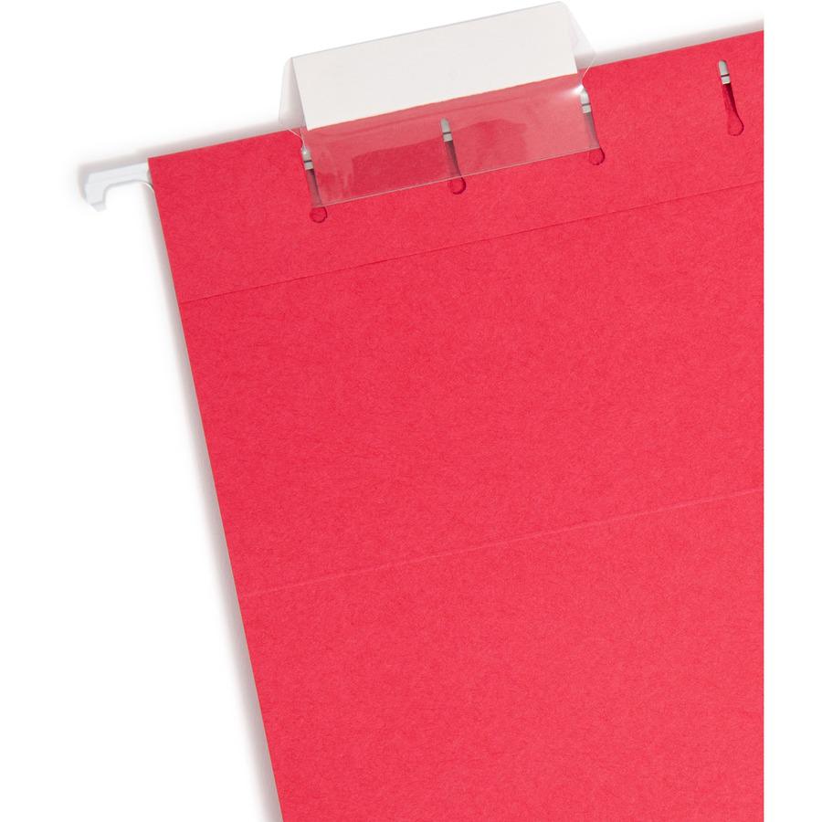 Smead Colored 1/5 Tab Cut Legal Recycled Hanging Folder - 8 1/2" x 14" - Top Tab Location - Assorted Position Tab Position - Vinyl - Red - 10% Recycled - 25 / Box. Picture 8