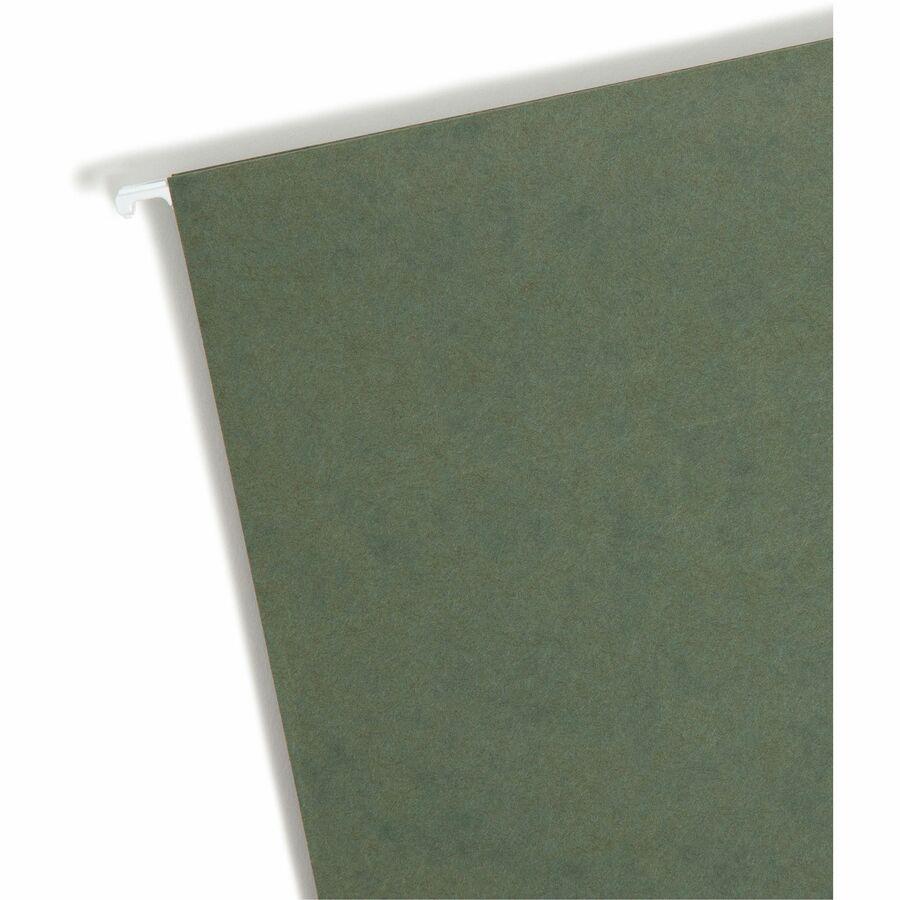 Smead Letter Recycled Hanging Folder - 1" Folder Capacity - 8 1/2" x 11" - 1" Expansion - Pressboard - Standard Green - 10% Recycled - 25 / Box. Picture 6