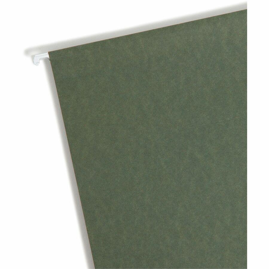 Smead Letter Recycled Hanging Folder - 3" Folder Capacity - 8 1/2" x 11" - 3" Expansion - Pressboard - Standard Green - 10% Recycled - 25 / Box. Picture 5