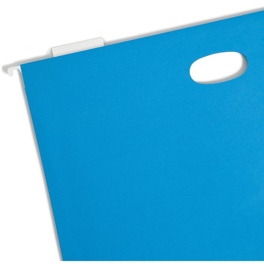 Smead 1/5 Tab Cut Legal Recycled Hanging Folder - 8 1/2" x 14" - 3" Expansion - Top Tab Location - Assorted Position Tab Position - Vinyl - Sky Blue - 10% Recycled - 25 / Box. Picture 6