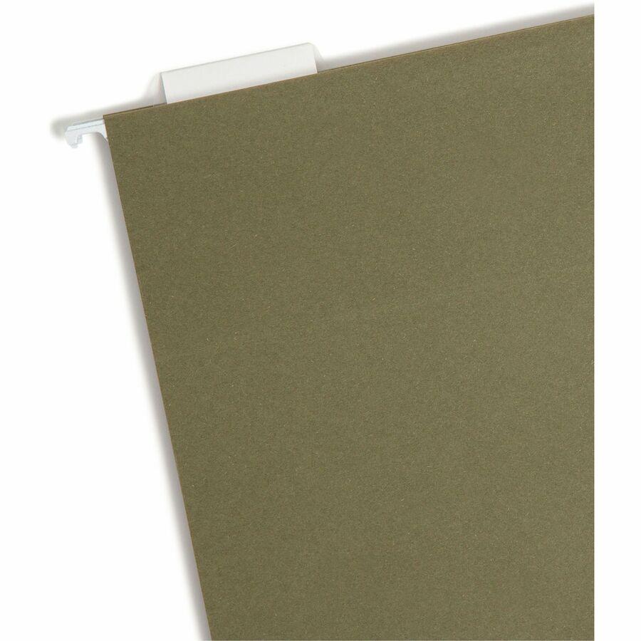 Smead 1/5 Tab Cut Letter Recycled Hanging Folder - 8 1/2" x 11" - 2" Expansion - Top Tab Location - Assorted Position Tab Position - Vinyl - Standard Green - 100% Recycled - 25 / Box. Picture 6