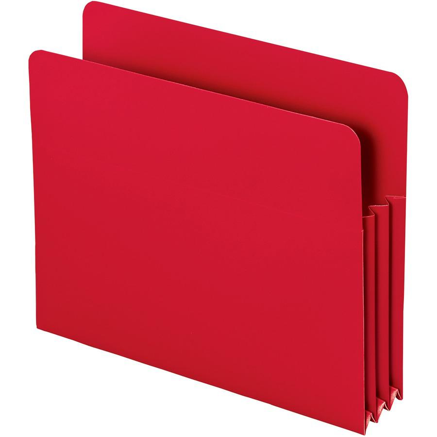 Smead Straight Tab Cut Letter File Pocket - 8 1/2" x 11" - 3 1/2" Expansion - Polypropylene - Red - 4 / Pack. Picture 3